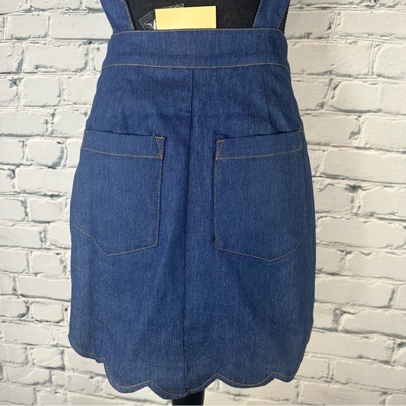 Smak Parlour Unique Vintage NWT NEW Denim Scallop Hem Suspender Mini Skirt Small - Picture 8 of 16